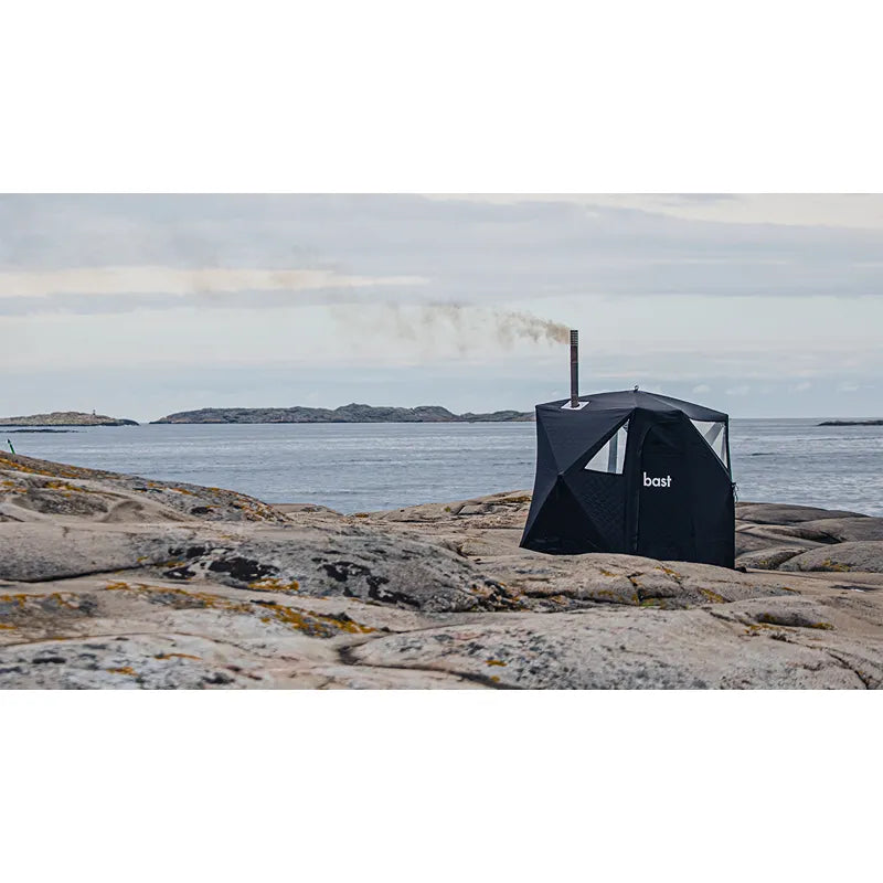 Bast Näver Premium Zeltsauna am Strand mit Rauchwolke, tragbare 2-6 Personen Sauna über 100°C