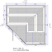 EAGO AWT E1806XL Pinienholz Sauna 240x240 Grundriss und technische Zeichnung
