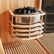 EAGO AWT E1813C Pinienholz Sauna 120x120 mit Saunaofen und Holzbänken für 1-2 Personen