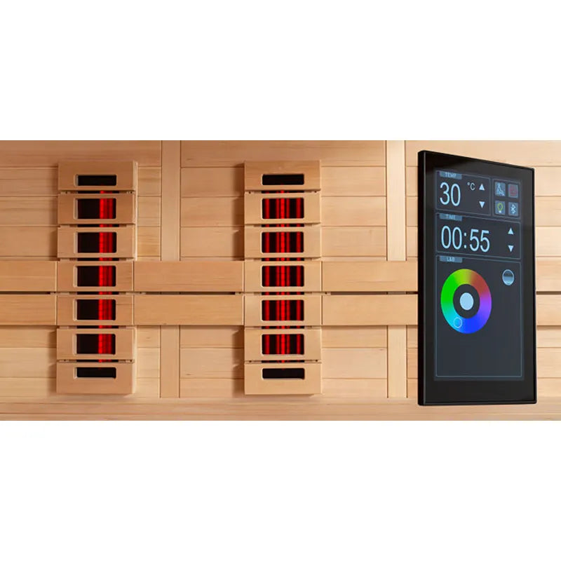 EAGO AWT Infrarotkabine E1250B-IR Hemlock Infrarotstrahler und digitales Touchscreen-Steuergerät mit Temperaturanzeige