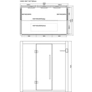 EAGO AWT Infrarotkabine E1250B-IR Hemlock 180x110 Grundriss mit Maßen und Heizelementen