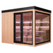 AWT THE CUBE X7-L pro Hemlock – moderne Designsauna mit Eckglasfront und stilvoller LED-Beleuchtung