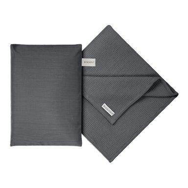Badesofa Dampfsauna Set in Anthrazit – Sitzkissen und Saunatuch in edler Waffelpiqué-Struktur