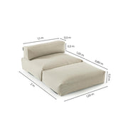 Technische Maßzeichnung des POOLSOFA Double mit Rückenlehne und Sitzfläche