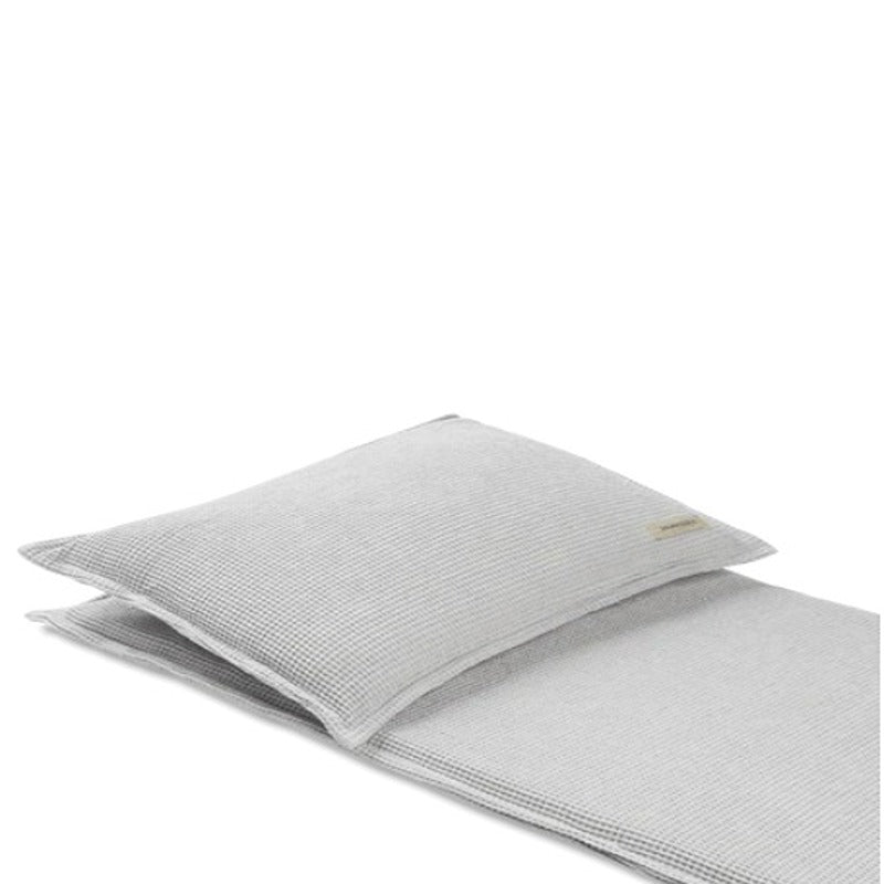 Saunamatte mit passendem Kissen aus Bio-Baumwolle im Farbton Hellgrau – Saunasofa Set Long