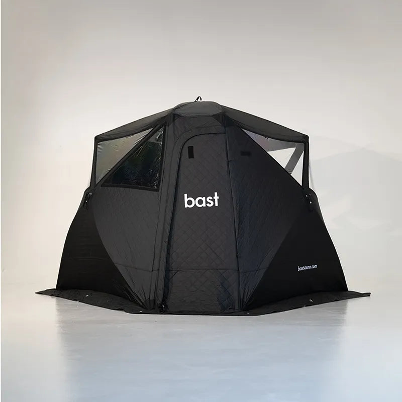 Bast Björk Basic Saunazelt - 4-10 Personen Pop-up Sauna in schwarzem Design mit Herstellerlogo