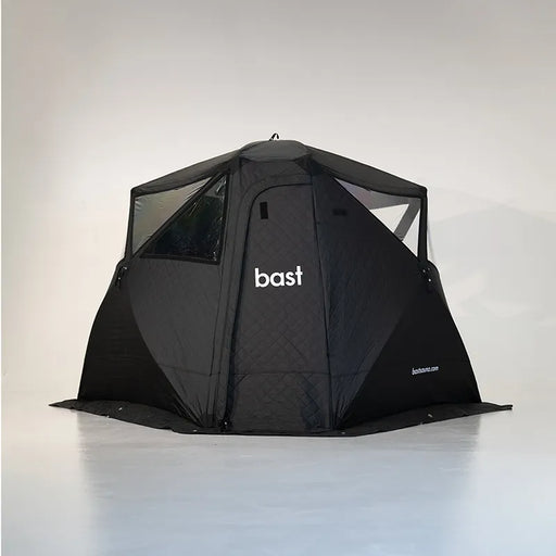 Bast Björk Basic Saunazelt - 4-10 Personen Pop-up Sauna in schwarzem Design mit Herstellerlogo