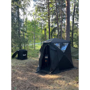 Bast Björk Deluxe Zeltsauna im Wald aufgebaut, tragbare Gartensauna für 4-10 Personen mit Ofen