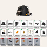 Bast Björk Premium Zeltsauna für 4-10 Personen mit Zubehör, tragbare Gartensauna über 100°C