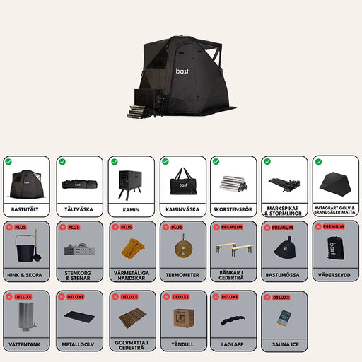 Bast Näver Basic Saunazelt - 2-6 Personen, tragbar mit Zubehör-Set