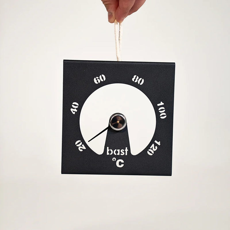 Analoges Sauna-Thermometer zur Temperaturkontrolle in der Bast Näver Deluxe Zeltsauna
