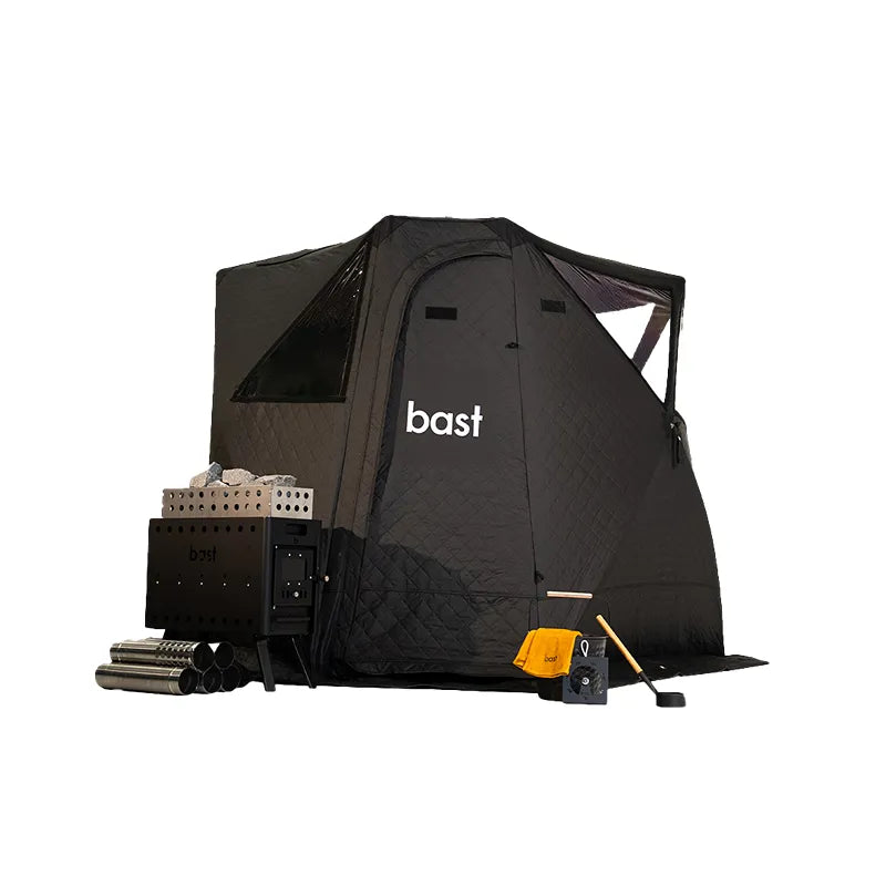 Bast Näver Deluxe Zeltsauna für 2-6 Personen mit Zubehör, tragbare Gartensauna über 100°C