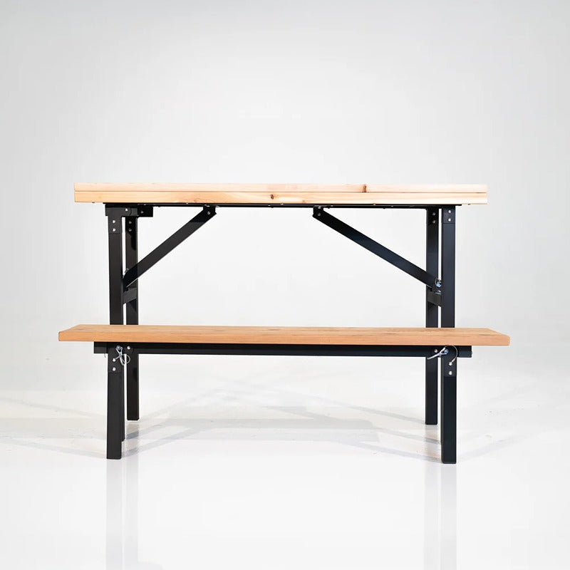 weistufige Saunabank aus Holz mit stabilem Metallgestell für Zeltsauna