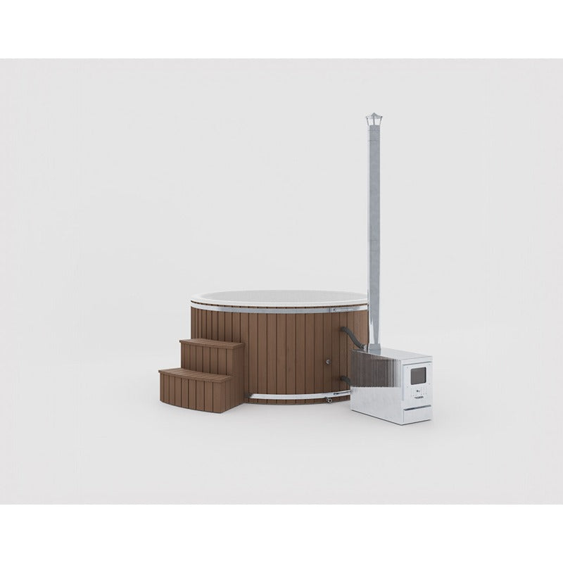 Benas Ex Hot Tub Braun – Outdoor-Whirlpool mit Holzverkleidung und Ofenheizung