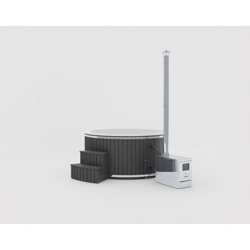 Benas Ex Hot Tub Schwarz – stilvoller Holzofen-Whirlpool mit dunkler Außenverkleidung