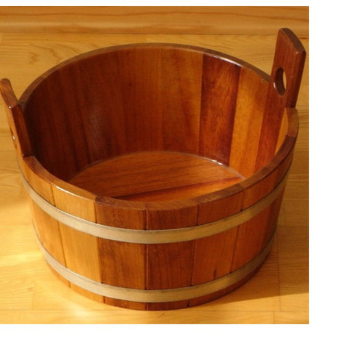 Blumenberg Fusswanne aus Kambala-Holz mit stabilen Metallreifen