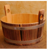 Blumenberg Fusswanne aus geflammter Lärche mit Griffleisten