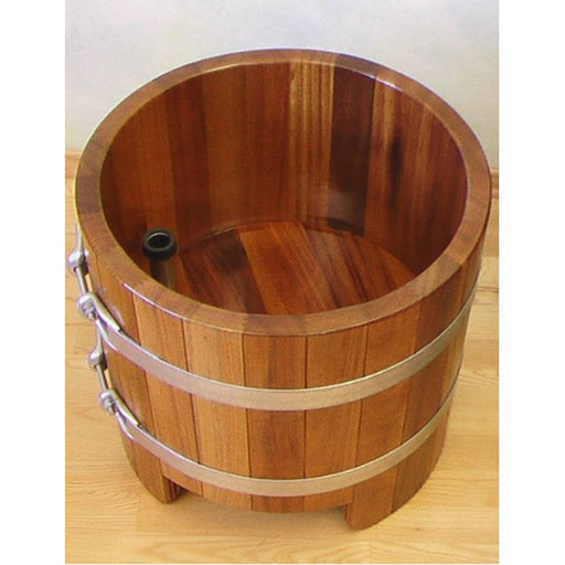 Blumenberg großer Fußbadebottich aus Lärche oder Kambala mit Bodenablauf und Metallreifen