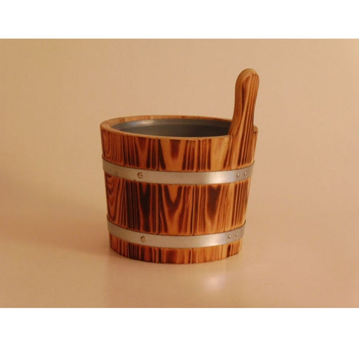 Blumenberg Sauna-Aufgusskübel aus geflammtem Massivholz mit Metallbackreifen