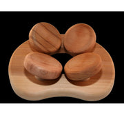 Blumenberg Sauna-Kopfstütze als 4-Punkt-Kopfauflage aus dunklem Holz