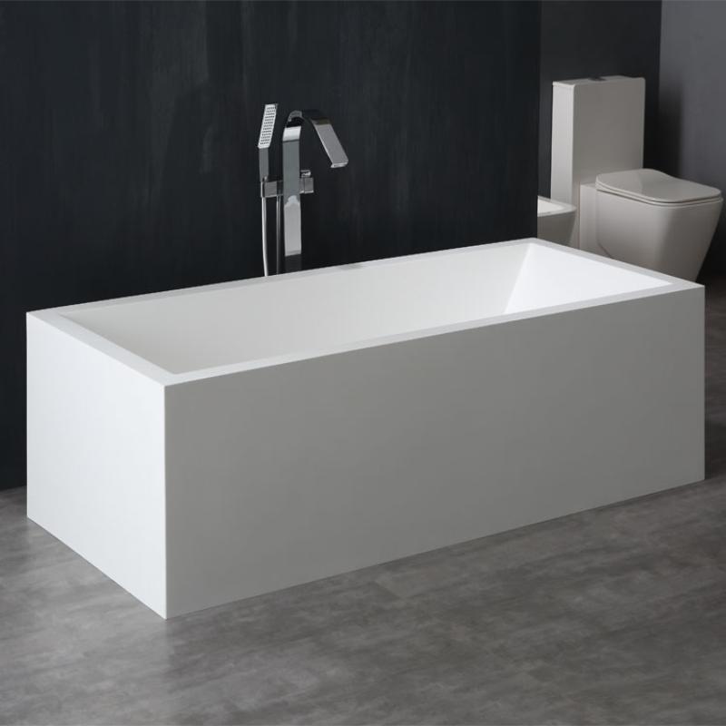 AWT StoneArt BS-523 weiß 180x81 Freistehende Mineralguss Badewanne