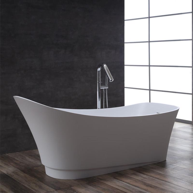 AWT StoneArt BS-527 weiß 180x75 Freistehende Mineralguss Badewanne