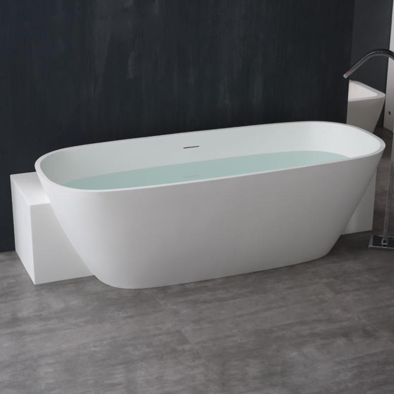 AWT StoneArt BS-529 weiß 185x81 Freistehende Mineralguss Badewanne