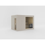 Celsium Jonas Classic Lounge Sauna mit Holzverkleidung, großem Fenster und Saunaofen, Platz für bis zu 6 Personen
