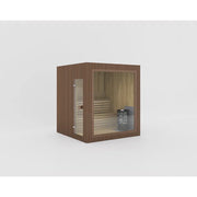 Celsium Jonas Classic Gartensauna mit Holzverkleidung, großer Glasfront und integriertem Saunaofen für 4 Personen