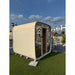  Celsium Ula Small Outdoor Sauna in Weiß mit Glasfront, montiert auf einer Dachterrasse – kompakte Premiumsauna für urbane Wellness-Oasen