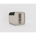 Celsium Ula small Outdoor Sauna in Weiß mit Glasfront und schwarzem Dach – stilvolle kompakte Gartensauna im nordischen Design