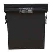 Chill Tubs Obsidian V2 – Rückansicht mit Sicherheitsetikett und Tragegriffen an der Abdeckung