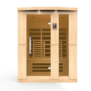 Delta SPA AURA 160 Infrarot-Sauna mit Holzverkleidung, Glastüren und Infrarotheizelementen im Innenraum