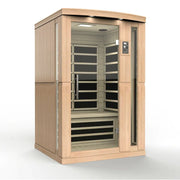 Delta SPA AURA 160 Infrarot-Sauna mit Glastür, Holzaufbau und Holzbänken, Innenansicht