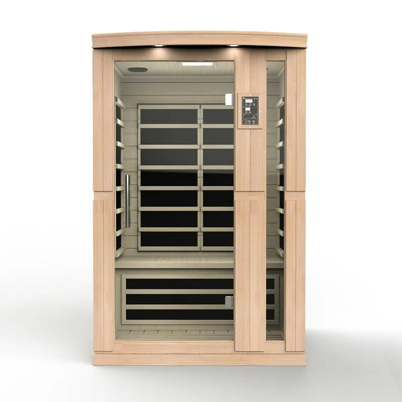 Delta SPA AURA 2 – 120 Infrarot-Sauna mit Holzrahmen, Glastüren und Infrarot-Heizelementen