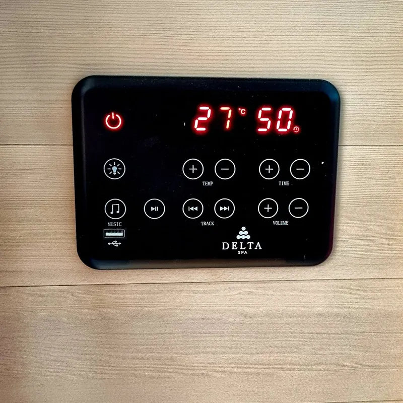 Delta SPA COLORINA full spectrum Infrarot-Sauna Steuerungspanel mit LED-Display, Temperaturregelung und Musikfunktion