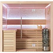 EAGO AWT E1602B Hemlock Sauna für 3-4 Personen mit Glastür, Holzbänken, LED-Beleuchtung und Saunaofen