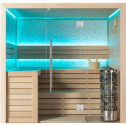 EAGO AWT E1602C Hemlock Sauna mit LED-Beleuchtung, Holzbänken und Saunaofen, Ansicht von oben