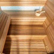 Sitzbank der EAGO E1602B Sauna aus hochwertigem Holz mit Saunaeimer und Kelle