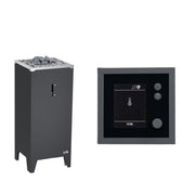 AWT E1603B Hemlock Sauna 200x180 – EOS Bi-O Cubo Saunaofen mit Verdampfer und EOS Emotec H Saunasteuerung