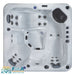 Topansicht des FinA Calessia Outdoor Whirlpools für 5 Personen mit ergonomischer Sitz- und Liegeanordnung, Sterling Silver Wannenfarbe und integrierten Massagedüsen