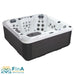 Outdoor Whirlpool FinA Luno von FinA Wellness für 5 Personen mit Acrylwanne in Sterling Silver und moderner Seitenverkleidung in Grau – luxuriöses Design mit Massagedüsen und Kopfstützen.