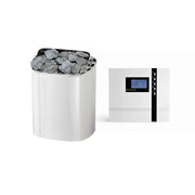 FinA Wellness Frieda Mini Sauna mit weißem Saunaofen und Steuereinheit mit Display