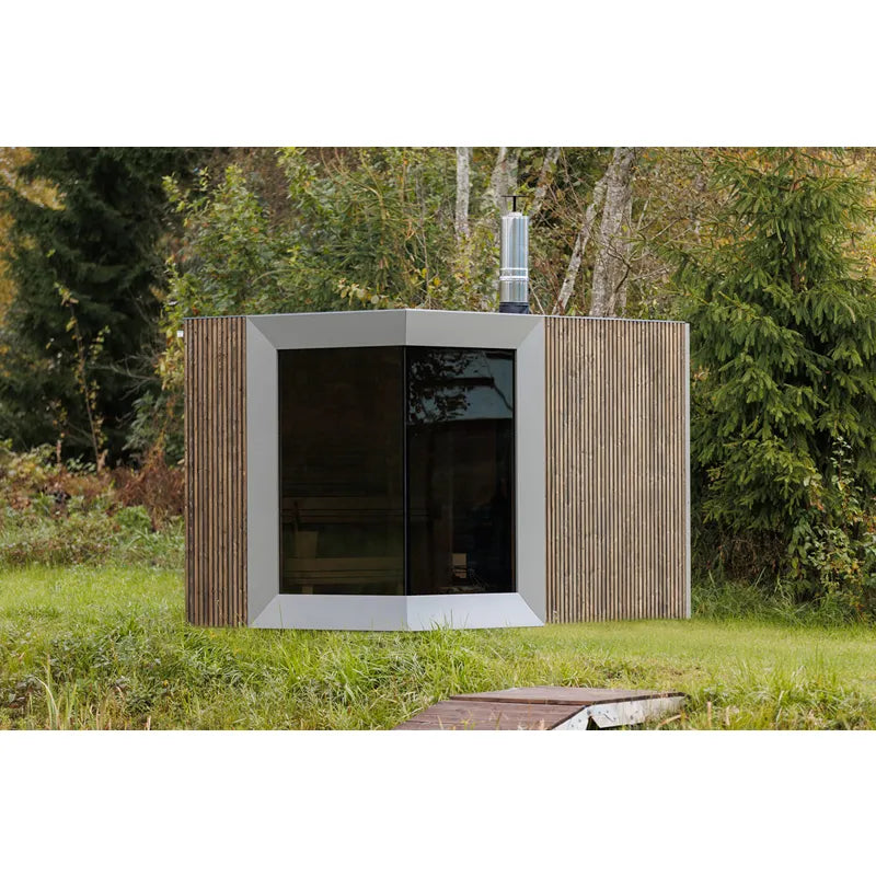 Genevas Zermatt Modular Sauna Grundriss mit Saunaofen und Sitzflächen