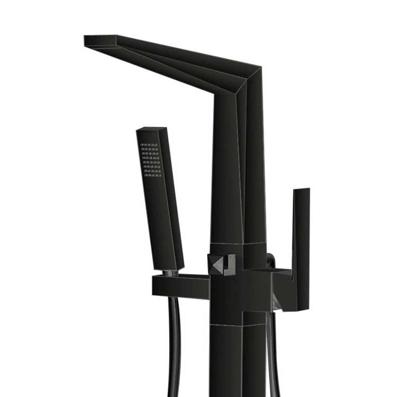 EAGO StoneArt Grande 730708 Standarmatur in Schwarz mit hochbogeniger Auslaufform und integriertem Handbrausehalter