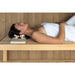 Detailansicht der Halu Sauna-Kopfstütze ADSK aus Espenholz – ergonomisch und diebstahlsicher für öffentliche Saunen