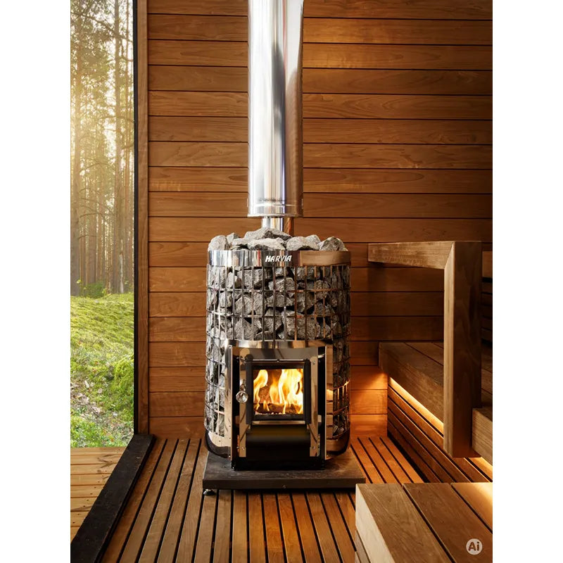 Harvia Schornstein 1500 Edelstahl WHP1500 Saunaofenzubehör mit Edelstahlrohr in moderner Sauna