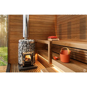 Harvia Schornstein 1500 Edelstahl WHP1500 Saunaofenzubehör mit Edelstahlrohr in moderner Gartensauna