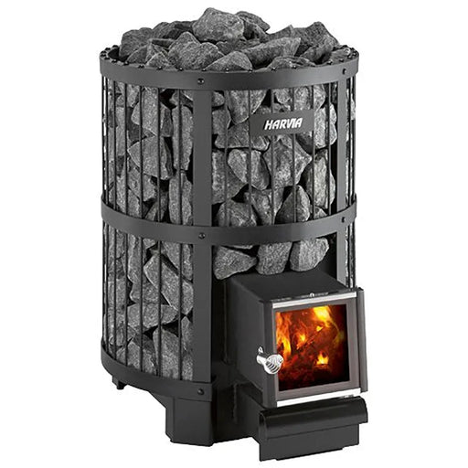 Harvia Legend 240 SL BimSchV2 Holzofen Set Schwarz Saunaofen mit Feuerraum und Steinfüllung