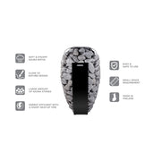 Harvia Spirit Sauna heater - Front view with stainless steel basket filled with sauna stones and highlighted product features